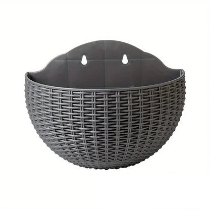 Wall Planter Rattan-Look Water Reservoir & Drainage