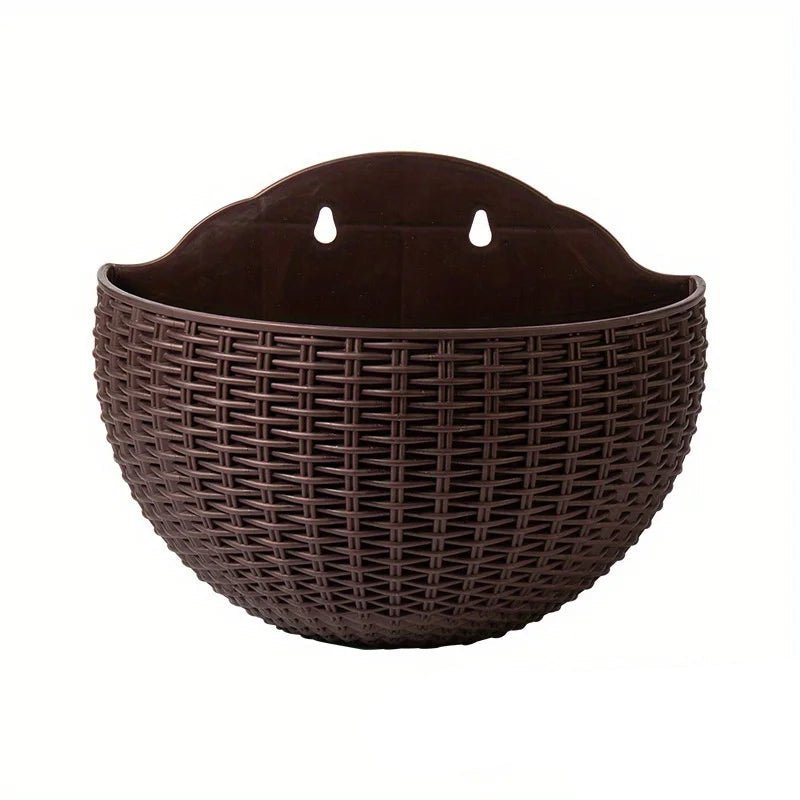 Wall Planter Rattan-Look Water Reservoir & Drainage