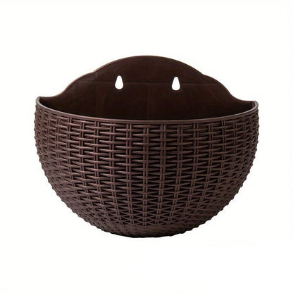 Wall Planter Rattan-Look Water Reservoir & Drainage