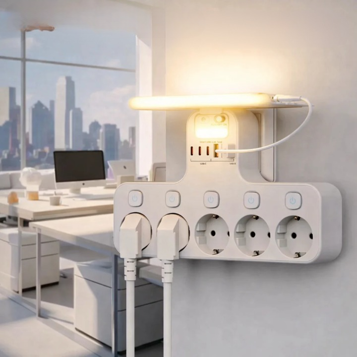 Wall Power Strip 5 Outlets & USB Ports