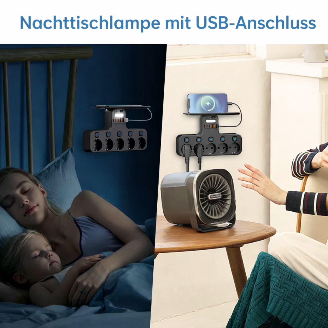 Wall Power Strip 5 Outlets & USB Ports