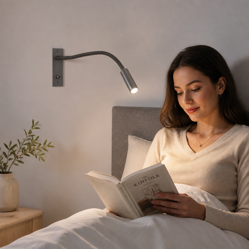 Wall Reading Lamp Flexible Gooseneck Three Color Temperatures