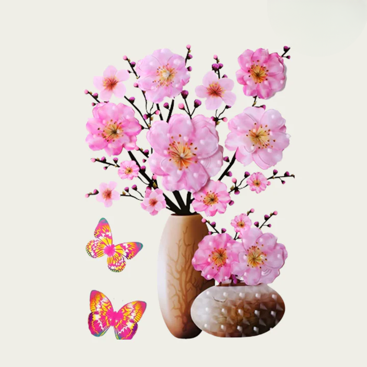Wall Stickers Floral & Butterfly Self-Adhesive Repositionable