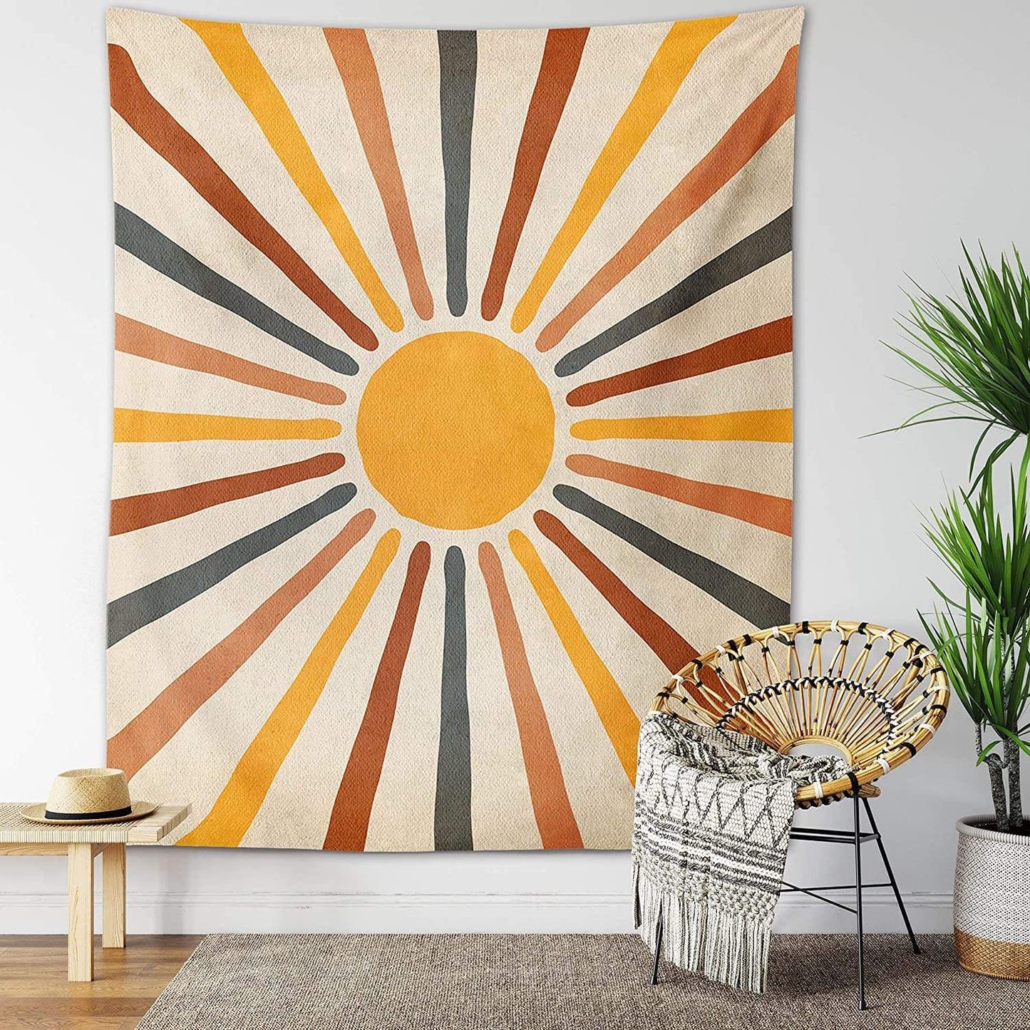 Wall Tapestry Boho Sun Motif Polyester-Cotton