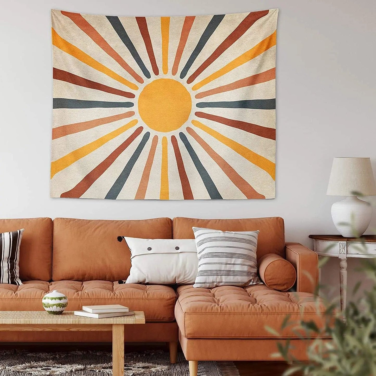 Wall Tapestry Boho Sun Motif Polyester-Cotton