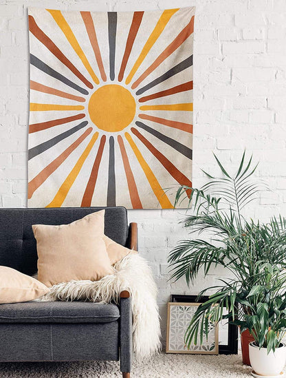 Wall Tapestry Boho Sun Motif Polyester-Cotton