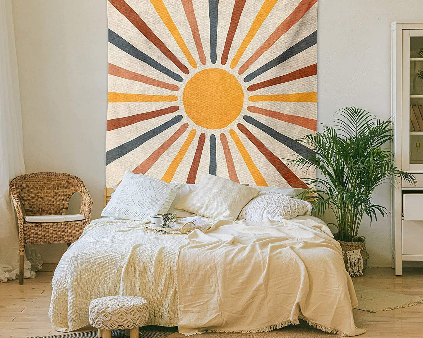 Wall Tapestry Boho Sun Motif Polyester-Cotton