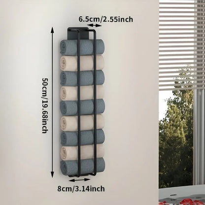 Wall Towel Holder Vertical Mount Matte Black Wrought Iron