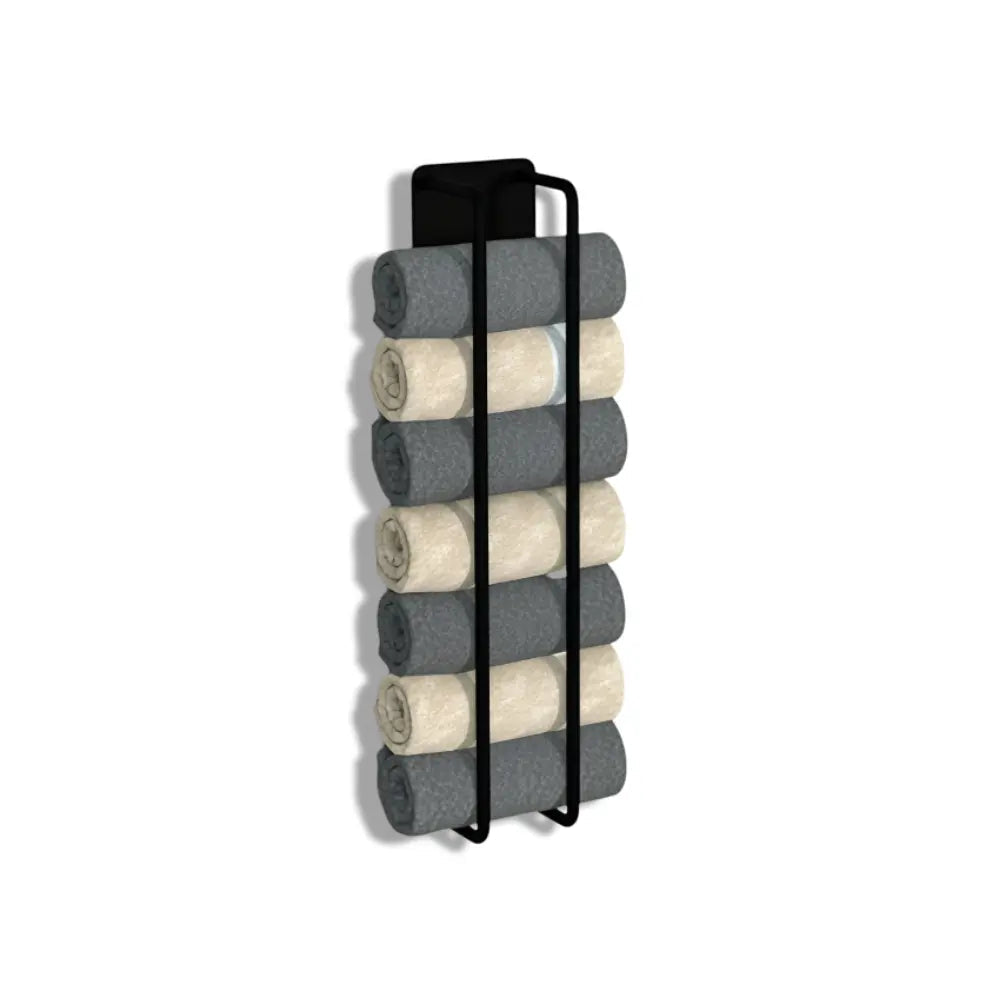 Wall Towel Holder Vertical Mount Matte Black Wrought Iron