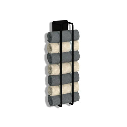 Wall Towel Holder Vertical Mount Matte Black Wrought Iron
