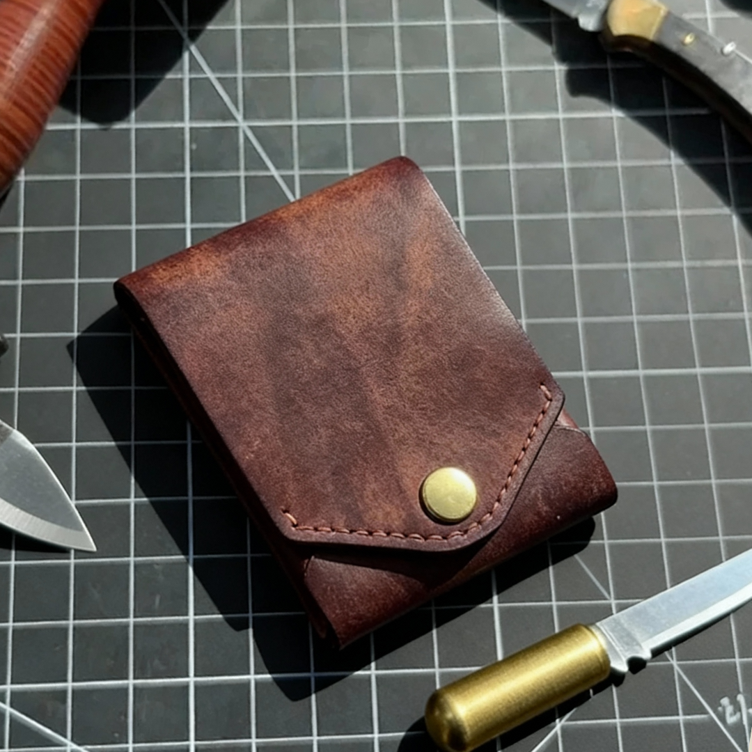 Wallet Hand-Stitched PU Leather Slim 12 Card Slots