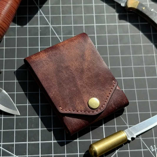 Wallet Hand-Stitched PU Leather Slim 12 Card Slots