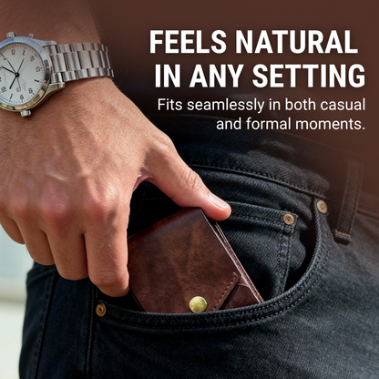 Wallet Hand-Stitched PU Leather Slim 12 Card Slots