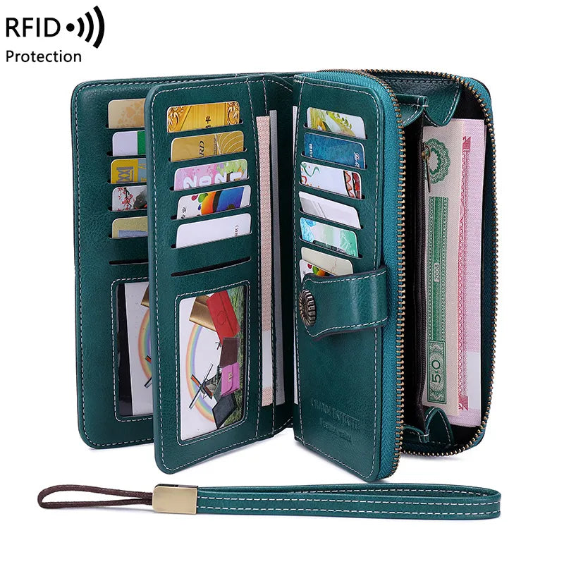 Wallet RFID Blocking 24-Card Water-Repellent PU Leather