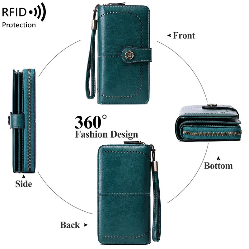 Wallet RFID Blocking 24-Card Water-Repellent PU Leather