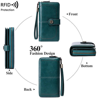 Wallet RFID Blocking 24-Card Water-Repellent PU Leather