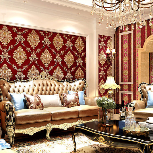 Wallpaper 3D Embossed Vintage Damask Self-Adhesive & Water-Repellent