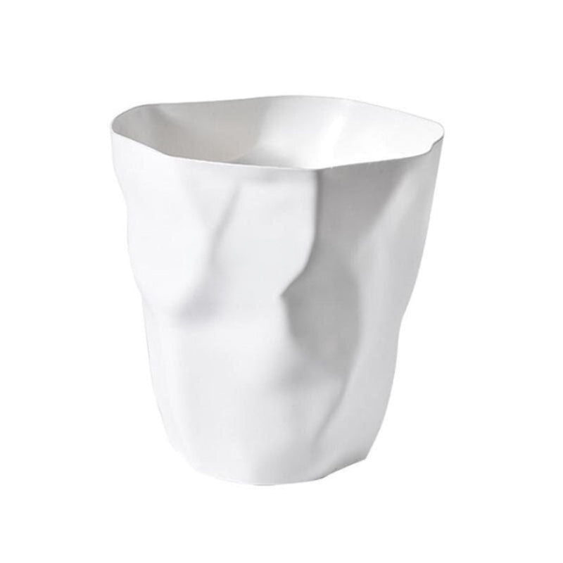 Wastebasket Sculptural Crumpled Design Open Top Lightweight
