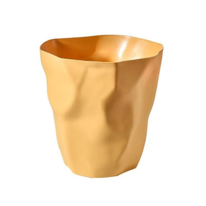Wastebasket Sculptural Crumpled Design Open Top Lightweight