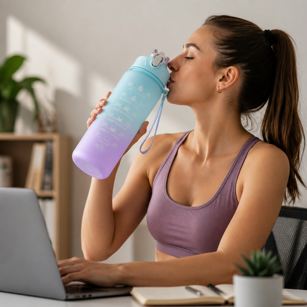 Water Bottle Hourly Markers Locking Flip-Top 850ml