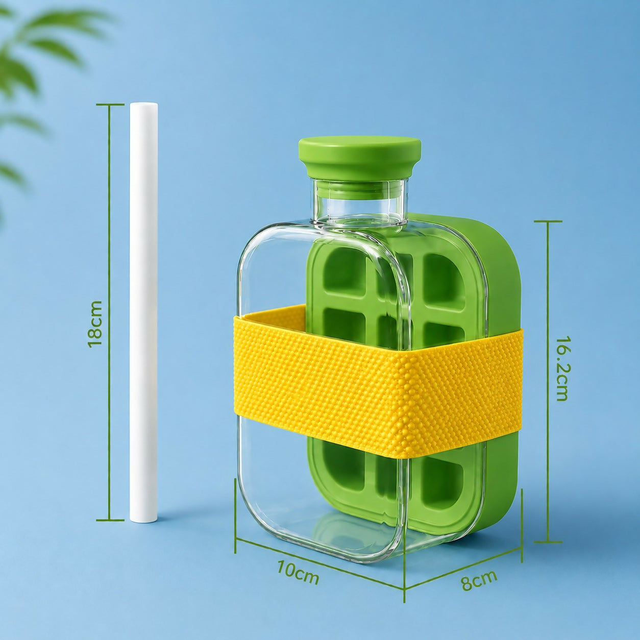 Water Bottle Leak-Proof Integrated Ice Mold & Silicone Sleeve
