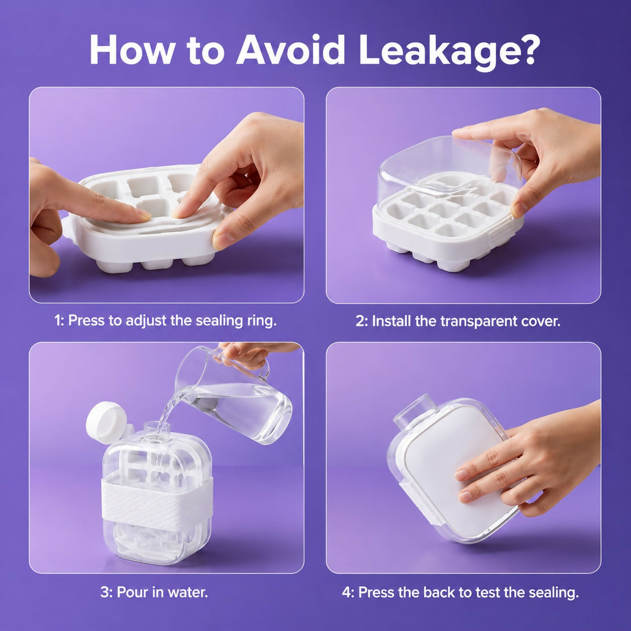 Water Bottle Leak-Proof Integrated Ice Mold & Silicone Sleeve