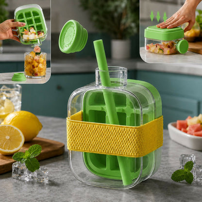 Water Bottle Leak-Proof Integrated Ice Mold & Silicone Sleeve