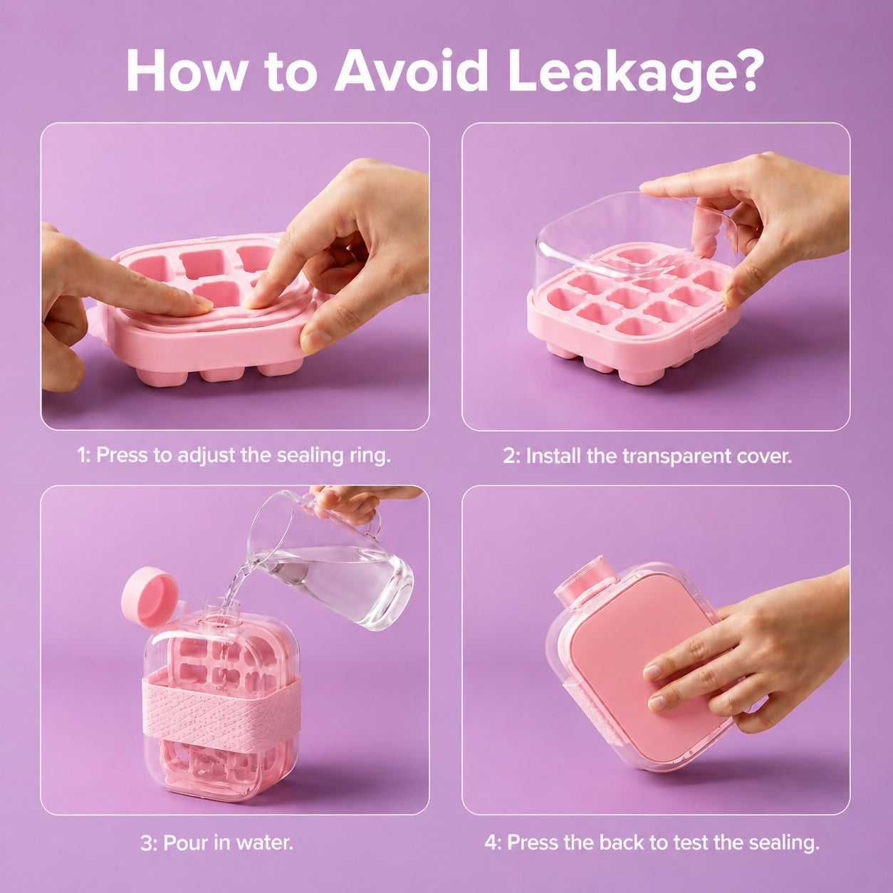 Water Bottle Leak-Proof Integrated Ice Mold & Silicone Sleeve