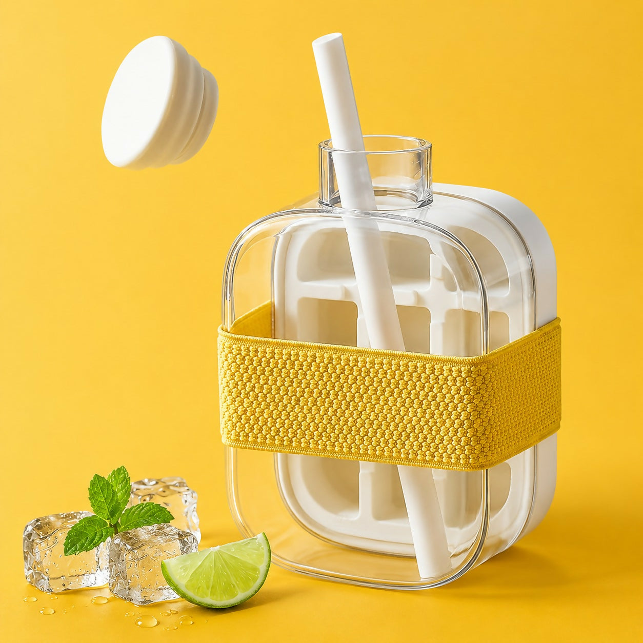 Water Bottle Leak-Proof Integrated Ice Mold & Silicone Sleeve