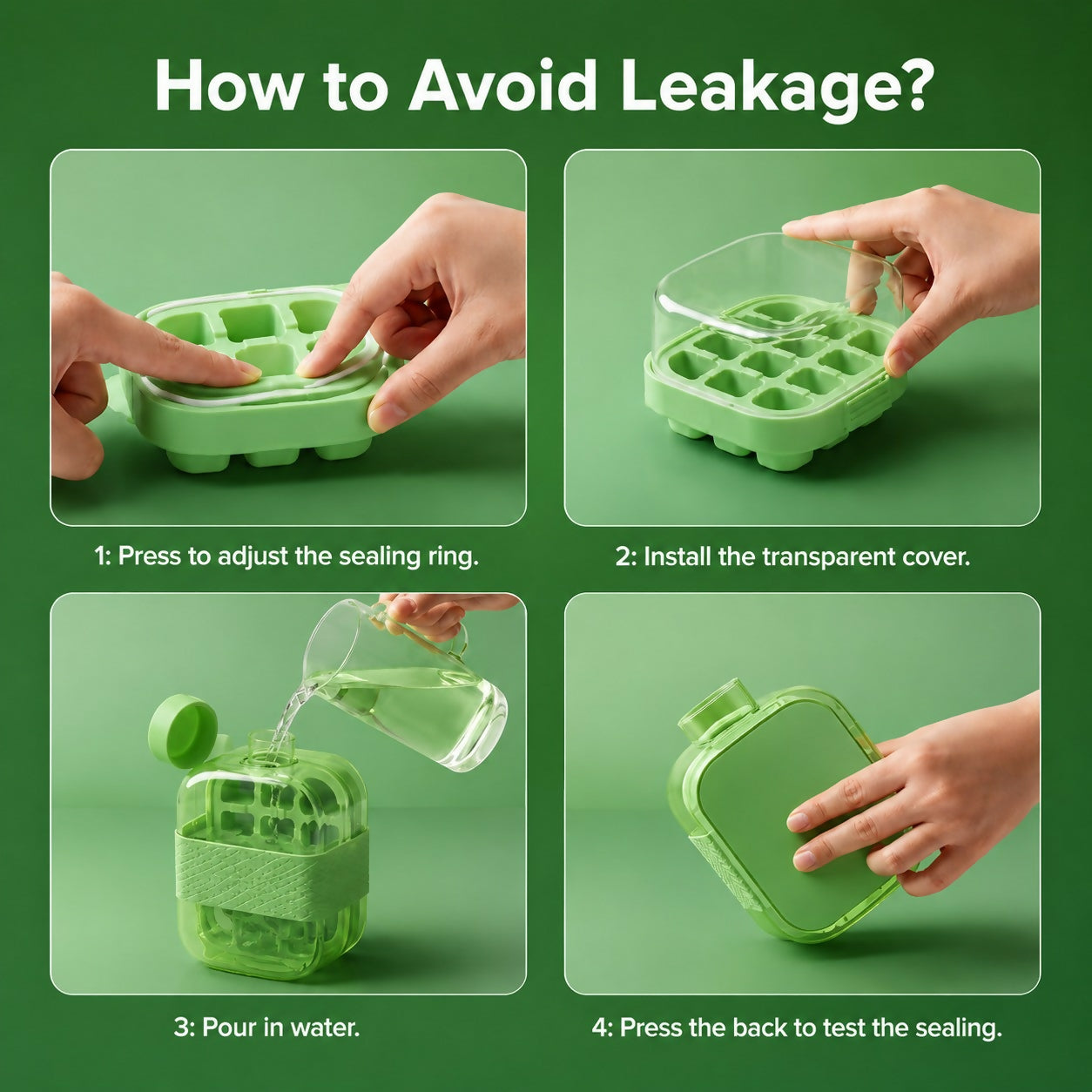 Water Bottle Leak-Proof Integrated Ice Mold & Silicone Sleeve