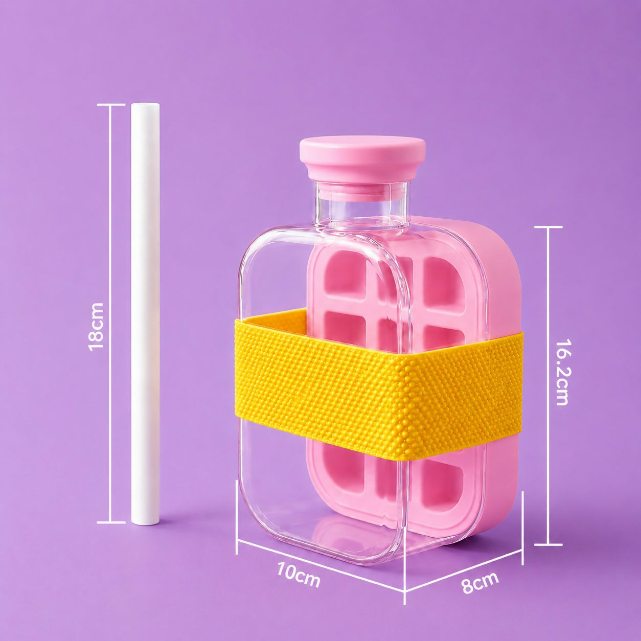 Water Bottle Leak-Proof Integrated Ice Mold & Silicone Sleeve