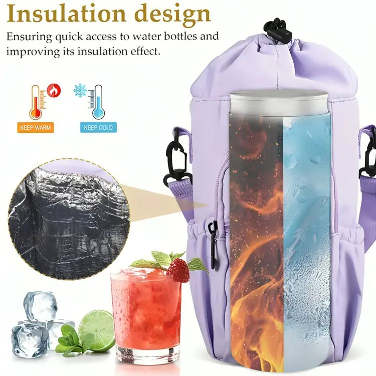 Water Bottle Shoulder Bag Integrated Bottle Holder Water-Repellent Nylon