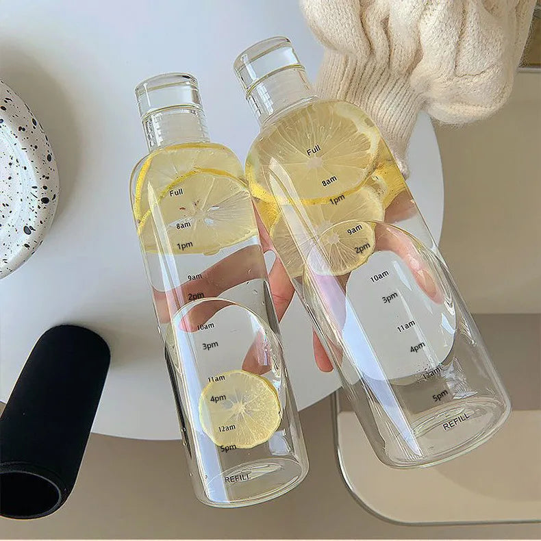 Water Bottle Time Markers Leak-Proof Cap