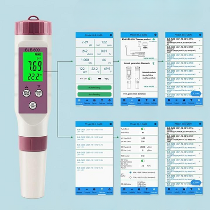 Water Quality Tester 7-in-1 Bluetooth App Backlit LCD