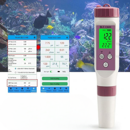 Water Quality Tester 7-in-1 Bluetooth App Backlit LCD
