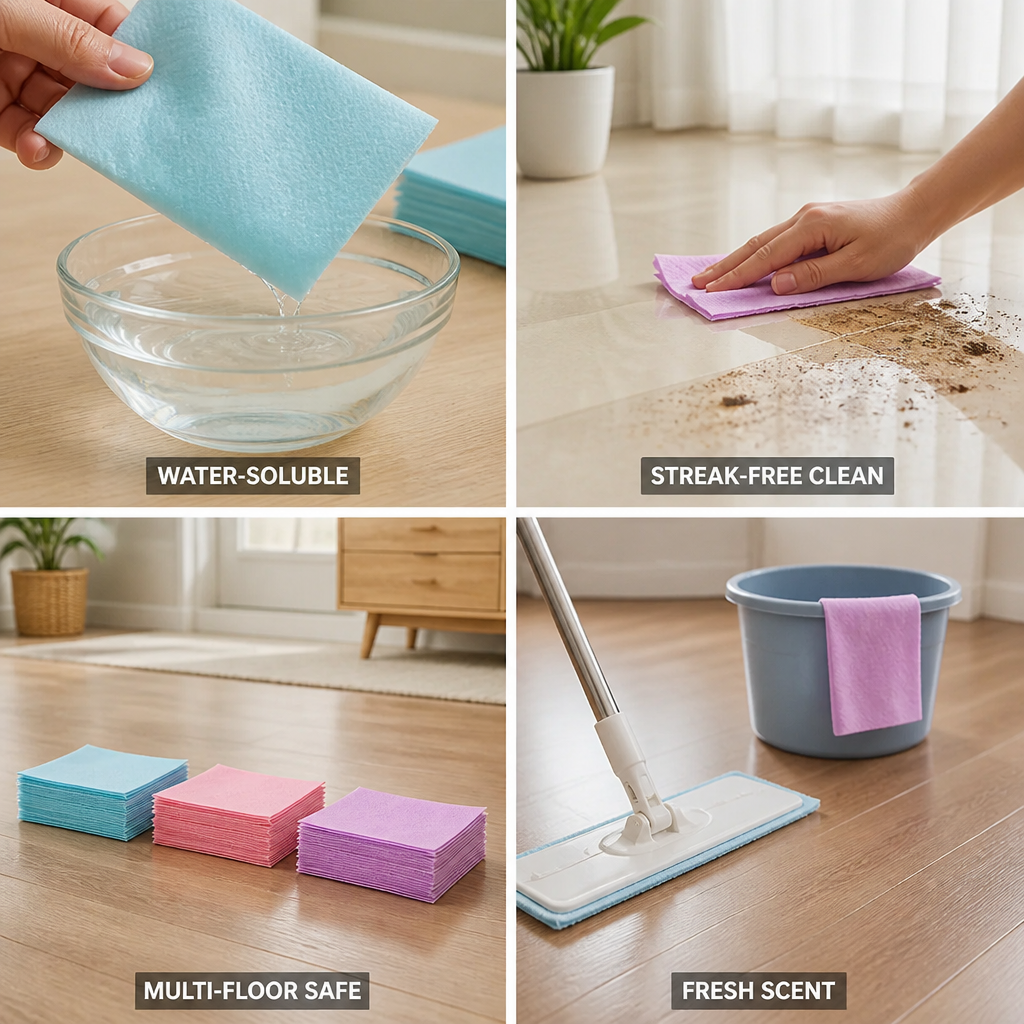 Water-Soluble Streak-Free & Fresh-Scent Floor Wipes (Pack of 100)