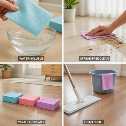 Water-Soluble Streak-Free & Fresh-Scent Floor Wipes (Pack of 100)