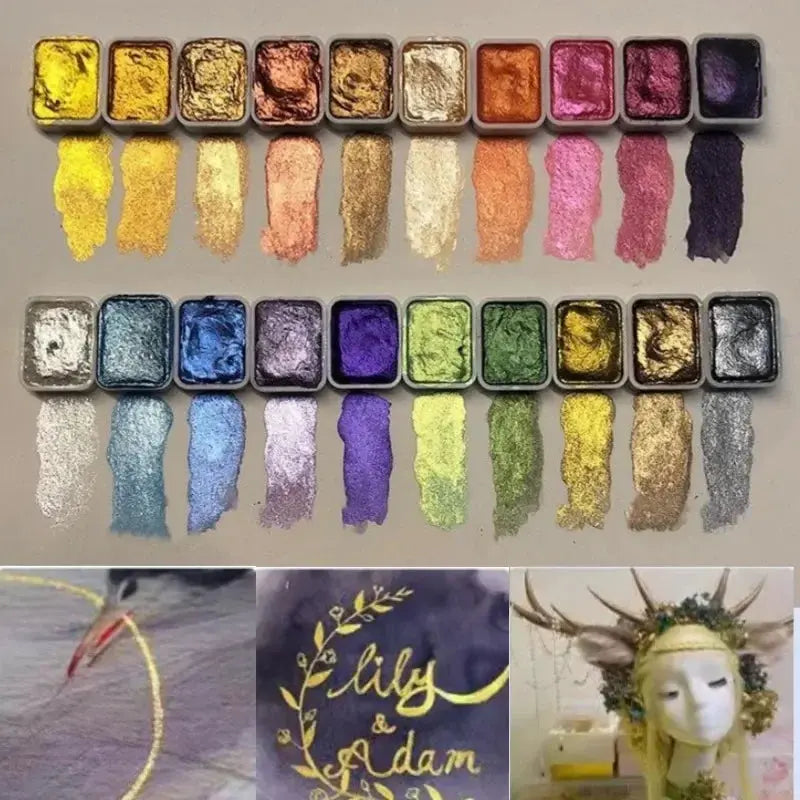 Watercolor Paint Set Vivid Shimmering Pigments Non-Toxic