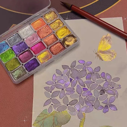 Watercolor Paint Set Vivid Shimmering Pigments Non-Toxic