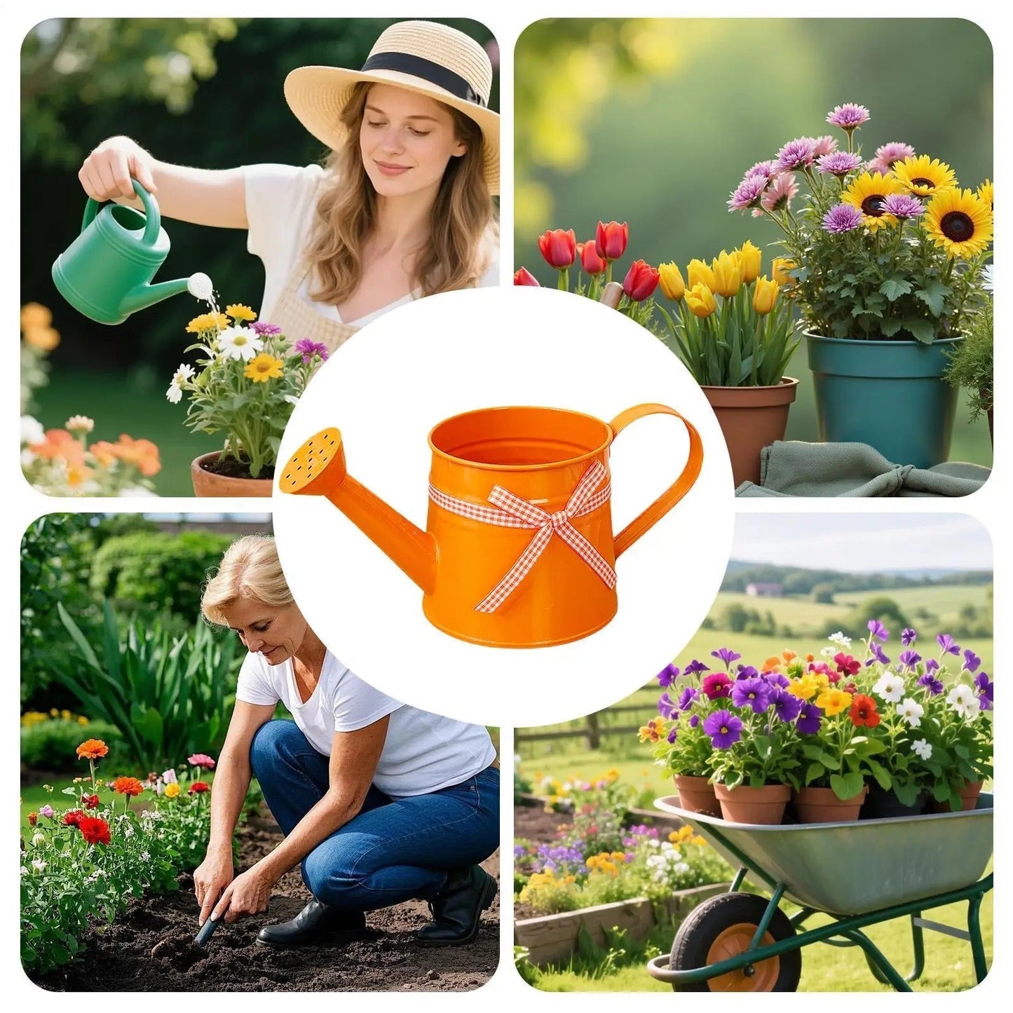 Watering Can Compact Painted Steel Perforated Sprinkler