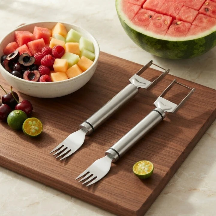 Watermelon Cutter & Serving Fork 2-in-1 Stainless Steel
