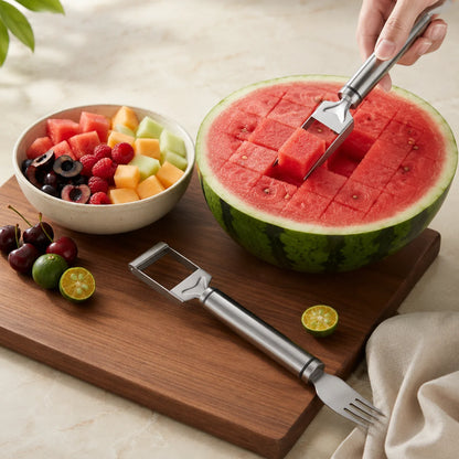 Watermelon Cutter & Serving Fork 2-in-1 Stainless Steel