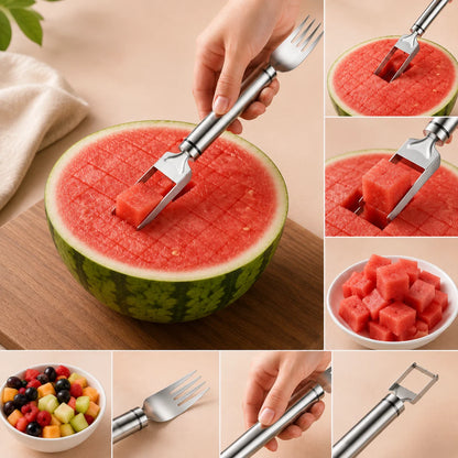 Watermelon Cutter & Serving Fork 2-in-1 Stainless Steel