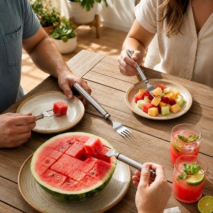 Watermelon Cutter & Serving Fork 2-in-1 Stainless Steel