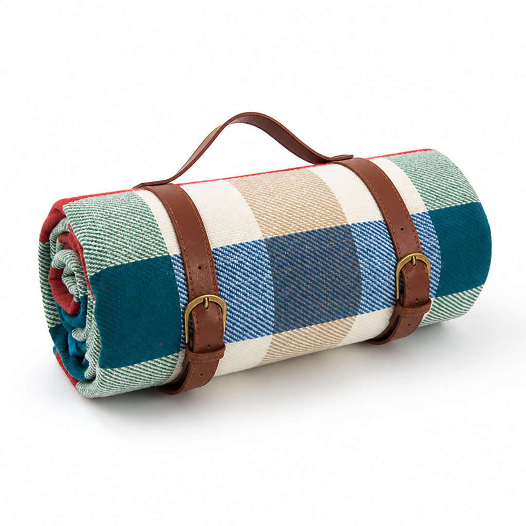 Waterproof Padded Foldable Picnic Blanket (Leather Carrying Strap)