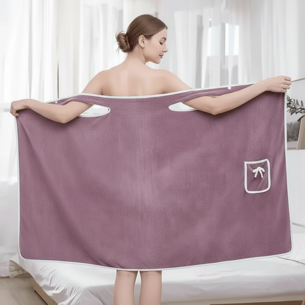Wearable Bath Towel Quick-Dry Polyester Secure Wrap Travel-Friendly