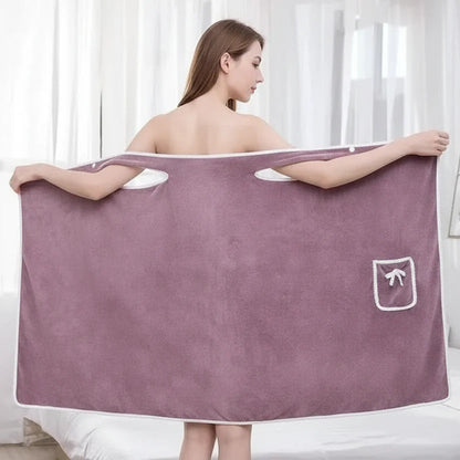 Wearable Bath Towel Quick-Dry Polyester Secure Wrap Travel-Friendly