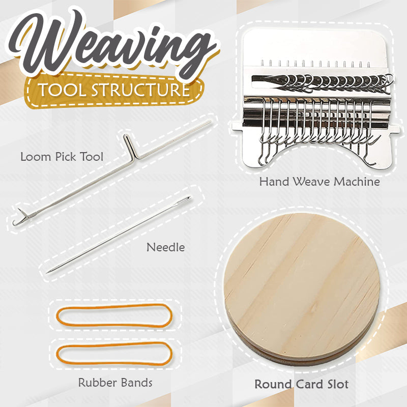 Weaving Loom Kit Stainless Steel Frame & Wood Disc
