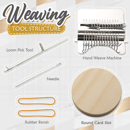 Weaving Loom Kit Stainless Steel Frame & Wood Disc