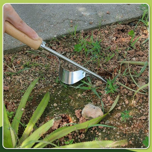 Weed Remover Back-Friendly V-Shaped Stainless Steel Ash Wood Handle